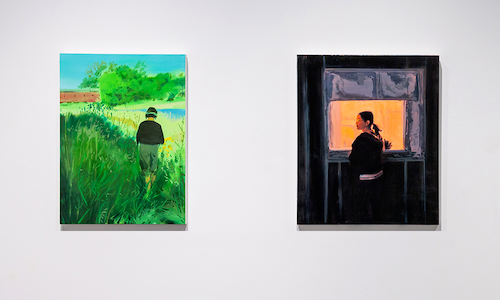 Two of Amanda Rhodenizer's O'er the Western Hills paintings.