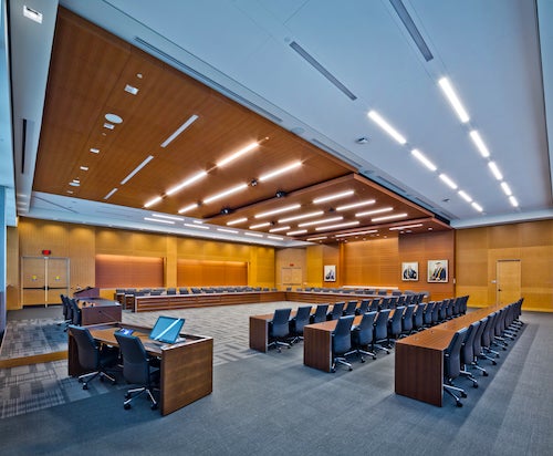 The Board and Senate chambers in Needles Hall.