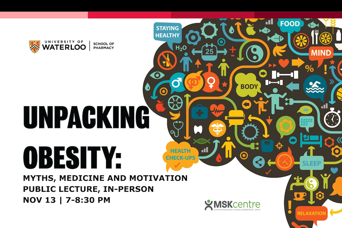 Unpacking obesity graphic featuring an illustration of a complex system of mind and body.