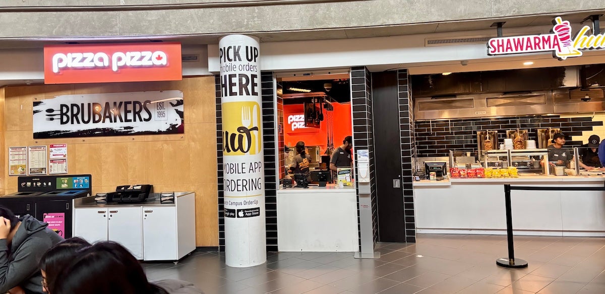 The mobile order pickup area in the Brubakers food court.