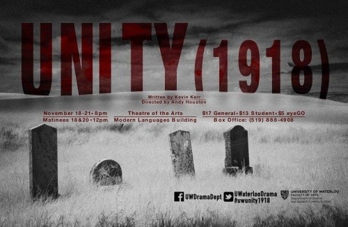 A Unity (1918) card showing gravestones.