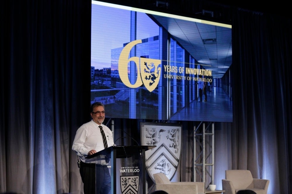 Feridun Hamdullahpur speaks at the 2017 President's Town Hall Meeting.