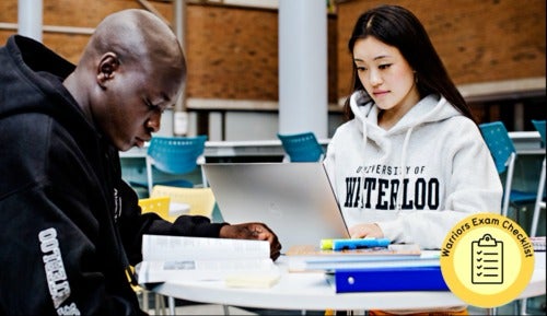 Two students study together.