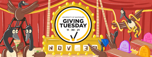 An illustration of Canada Geese setting up a stage for a telethon.