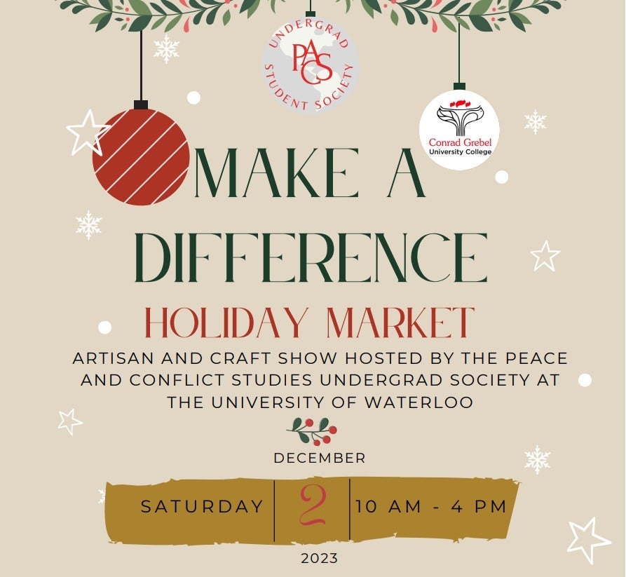 The Make a Difference Holiday Market banner featuring a cartoon Christmas tree ornament.