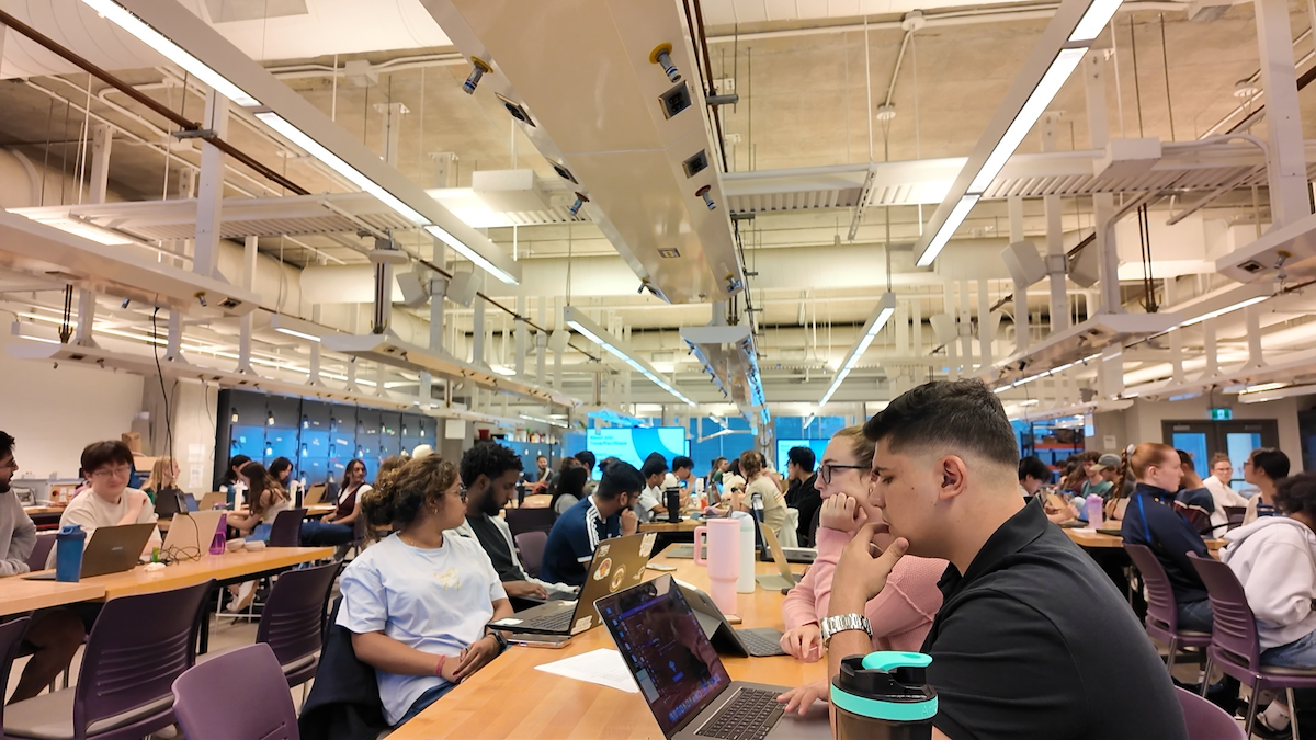 Participants at the Desmarais Family Summit in Engineering 7.