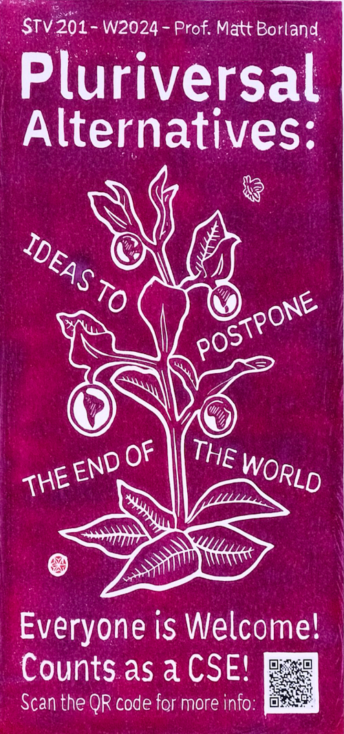 The Pluriversal Alternatives banner showing a plant with symbols hanging off it.