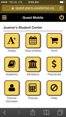 A screenshot of a smartphone with Quest Mobile loaded on it.