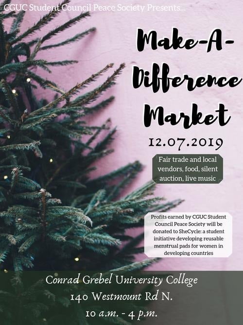 Poster for the make-a-difference-market with a christmas tree.