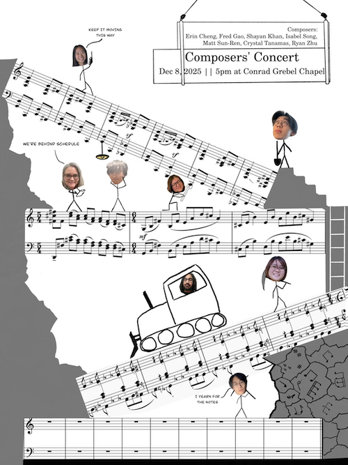 Music students in a "snakes and ladders" style game with music staff and bars.