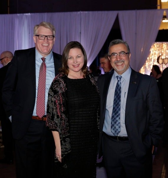 Feridun Hamdullahpur with Police Chief Bryan Larkin and MPP Catherine Fife.