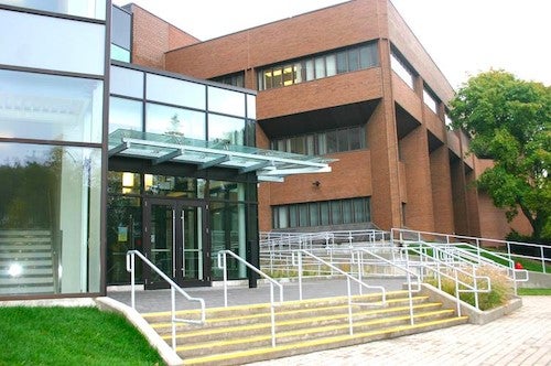 The front entrance of Needles Hall.