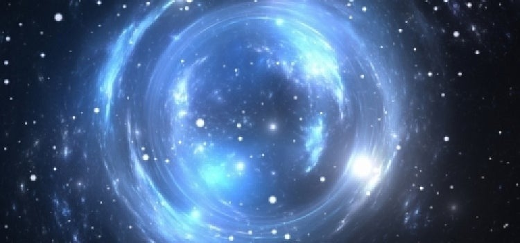 A stylized image of deep space, with stars.