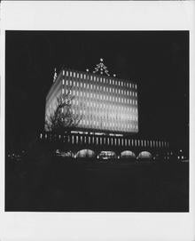 Christmas tree atop the Dana Porter Library circa the 1980s.