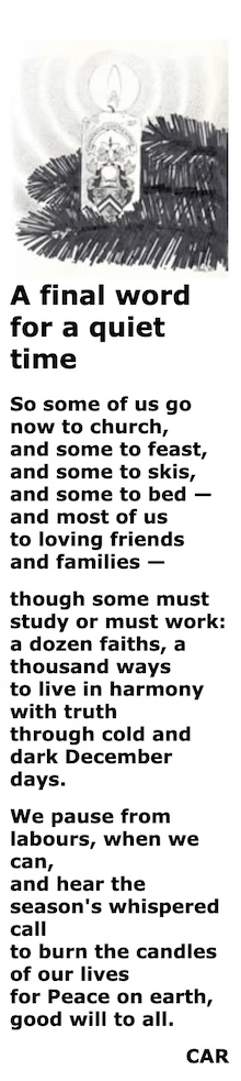 A Final Word for a Quiet Time - poem by Chris Redmond, featuring an illustration of a UW candle.