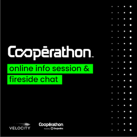 Cooperation graphic with the double 'o' stylized as infinity symbol.