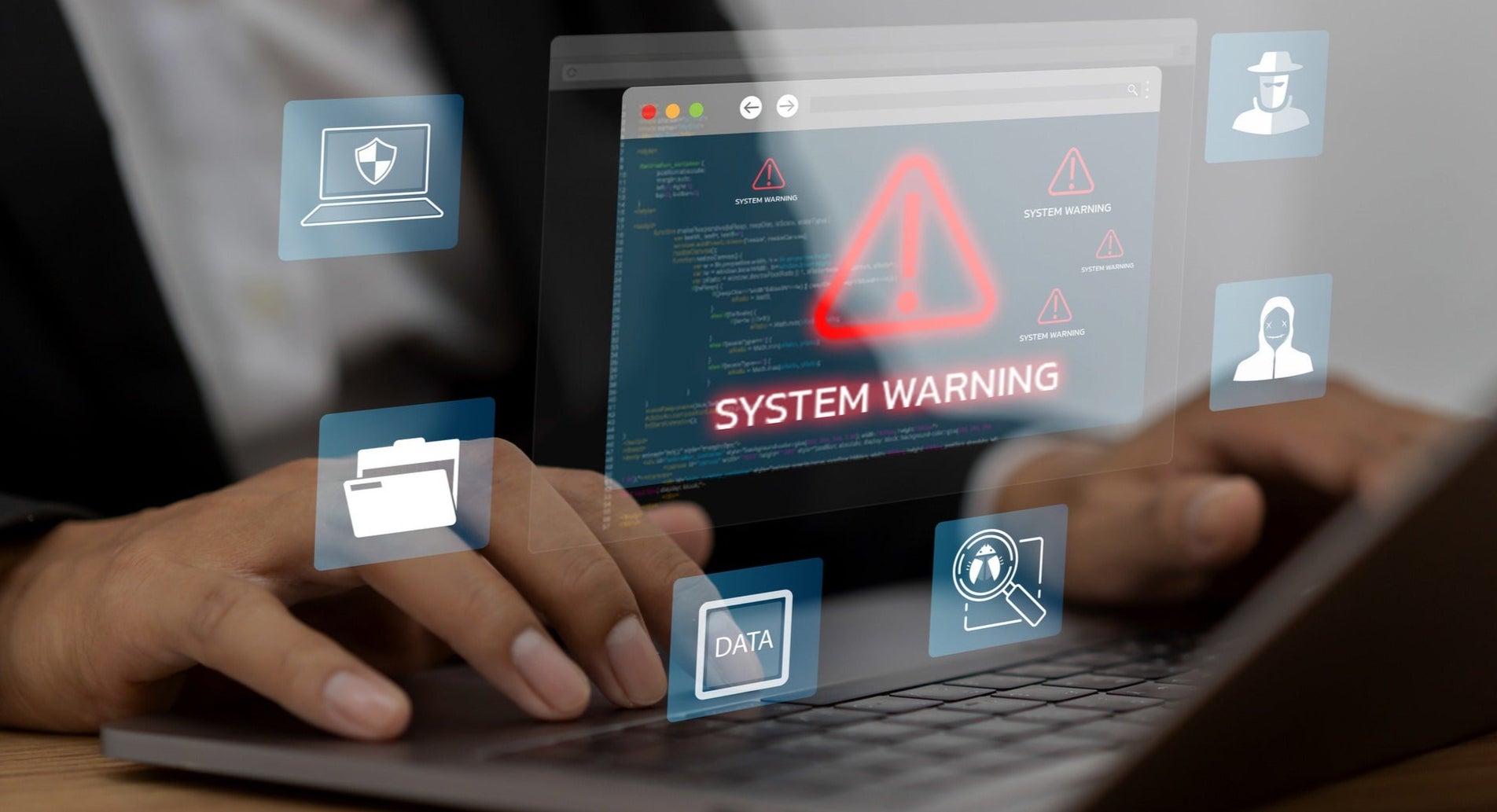 laptop showing security warnings