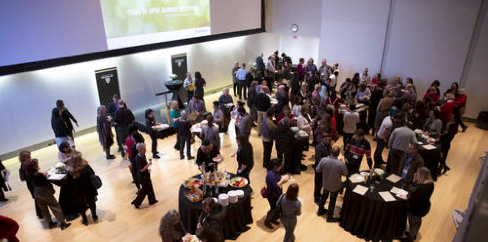 People mingling at a reception
