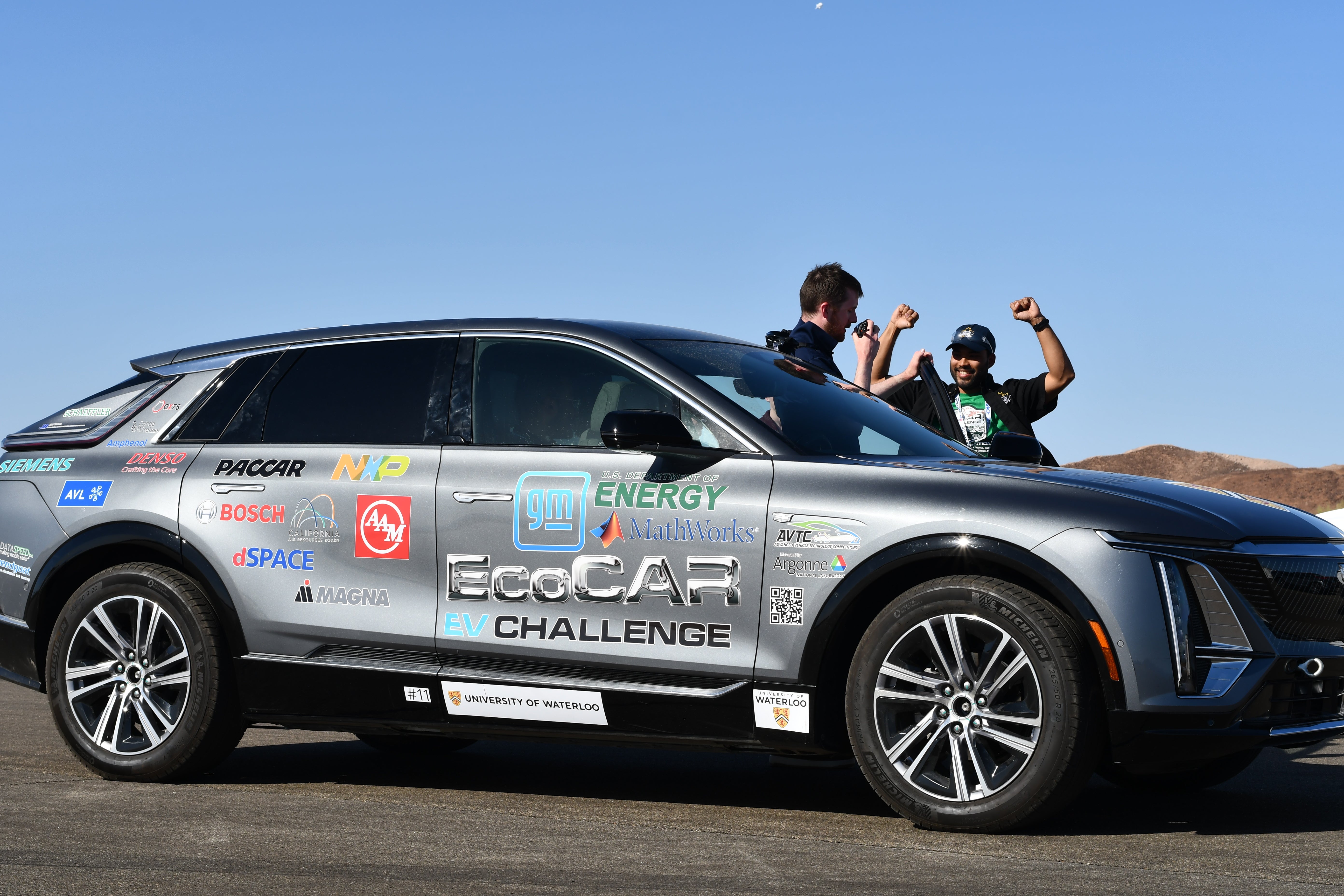 UWAFT Celebrating a successful run during testing at the General Motors Milford Proving Ground in Milford, Michigan