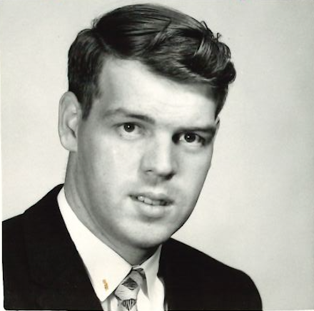 Ron Mullin wears a suit circa 1960.