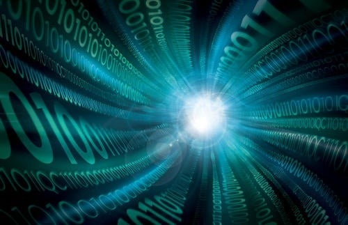 Graphic of binary going into the quantum realm