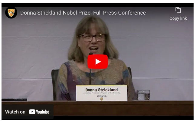 Youtube screen grab of Donna Strickland