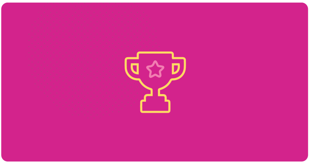 Trophy graphic with pink background