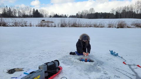 Under ice sampling in restored  wetlands