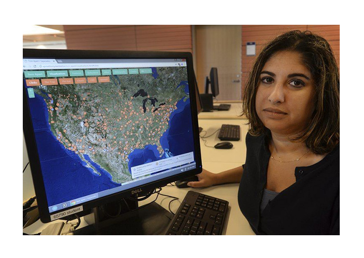 Roopika Risam sitting in front of a computer