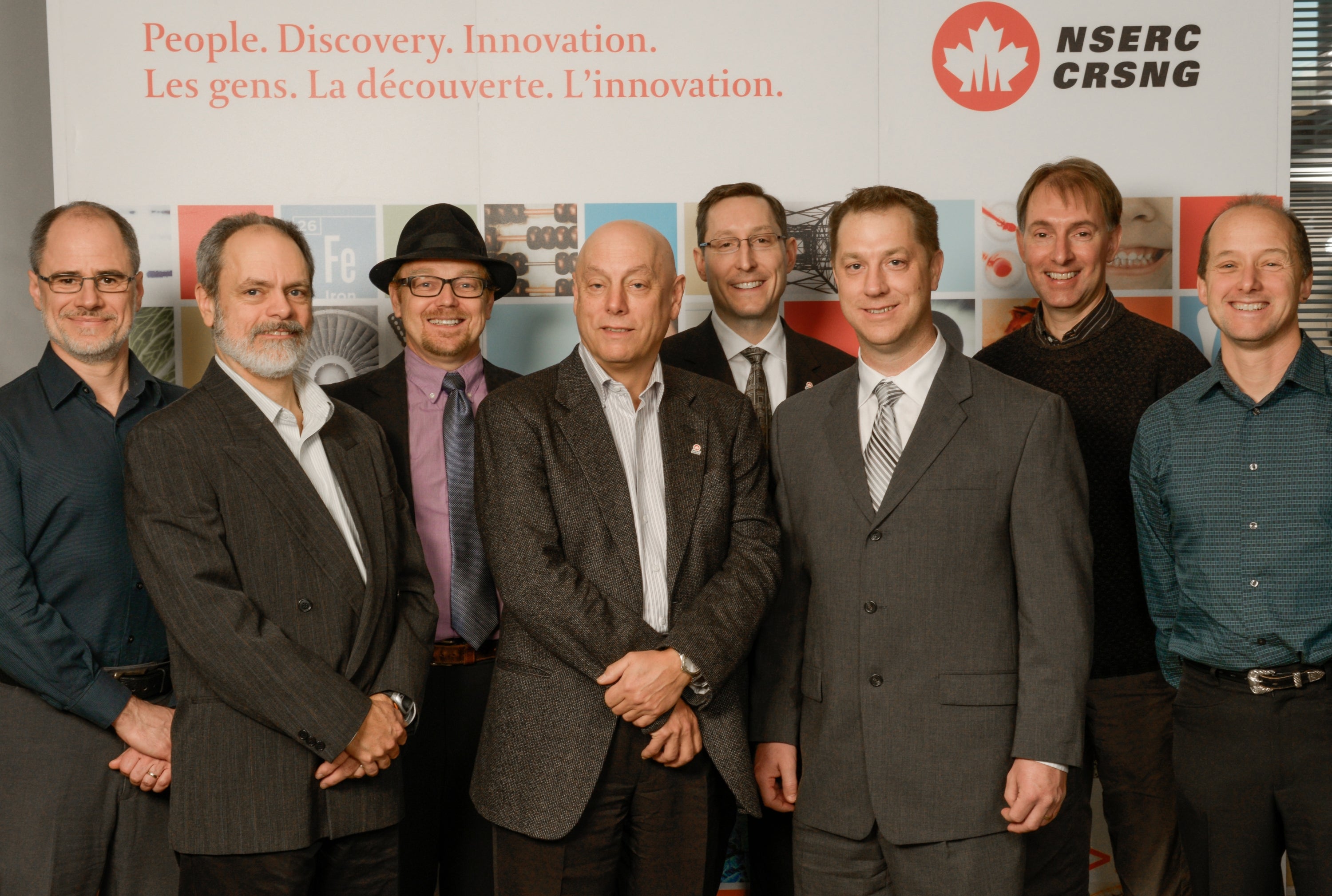 Dr Dixon, Dr.  John Heath - the owner of Yellow Island Aquaculture and researchers from four other universities at the NSERc awards ceremony