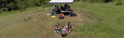 group conducting field work