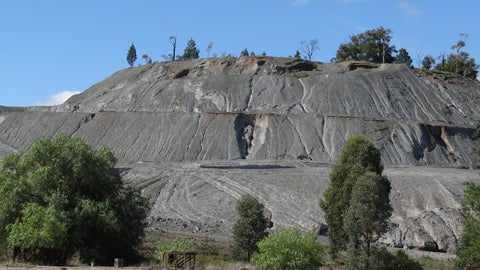 A pile of gangue minerals, which are disposed of as waste.