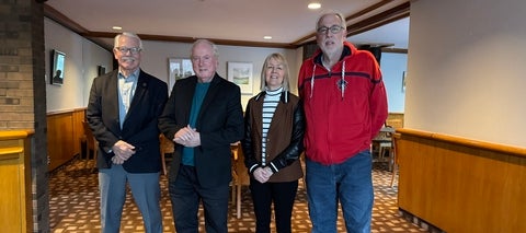 Retiring Earth faculty Maurice Dusseault, Steven Evans, Sherry Schiff and Tony Endres. 