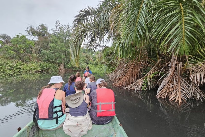 Student on a boat in Costa Rica. 
