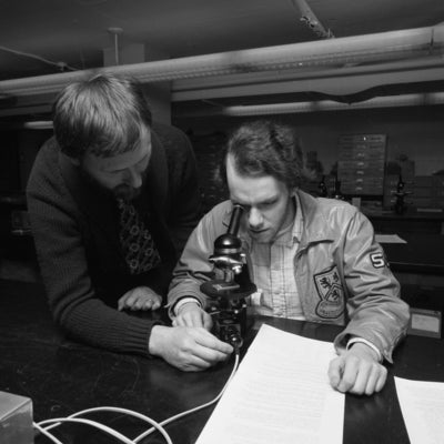 Professor and student in lab. 