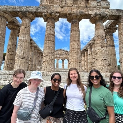 Students posing in Italy. 
