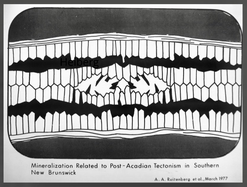 Black and white illustration of spiky rocks. Caption: Mineralization Related to Post-Acadian Tectonism in Southern New Brunswick