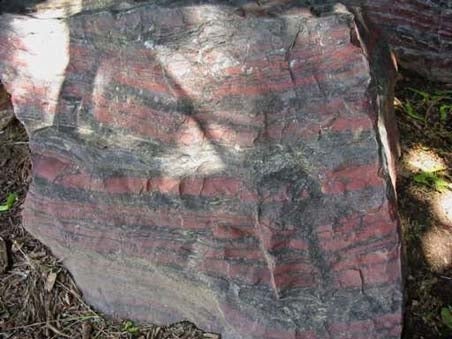 Banded iron formation (magnetite) sample from the side