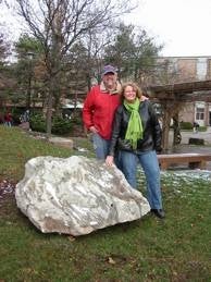 Jesse's parents Bob and Marg with the rock donated in memory of their son Jesse.