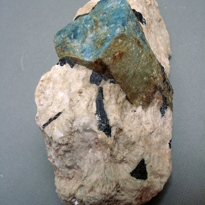 Beryl variety aquamarine with clevelandite and black schorl tourmaline