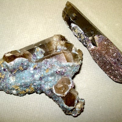 Smoky Quartz with Fluorite, Pyrite and Gold