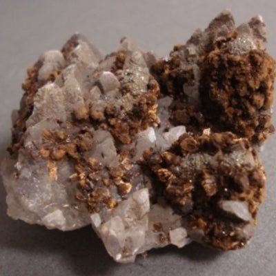 Calcite and Goethite; mostly brown and white crystal