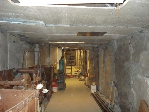 view of mine tunnel in process of being installed