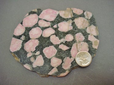 pink feldspar porphyry, grey with pink spots