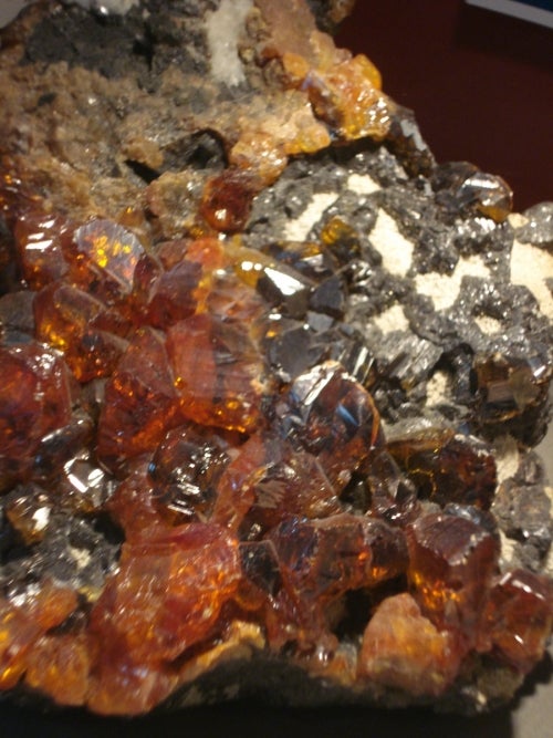 red sphalerite in rock