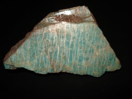 green-blue coloured piece of mineral amazonite