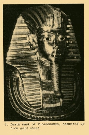 hammered gold death mask of egyptian king tutankhamen