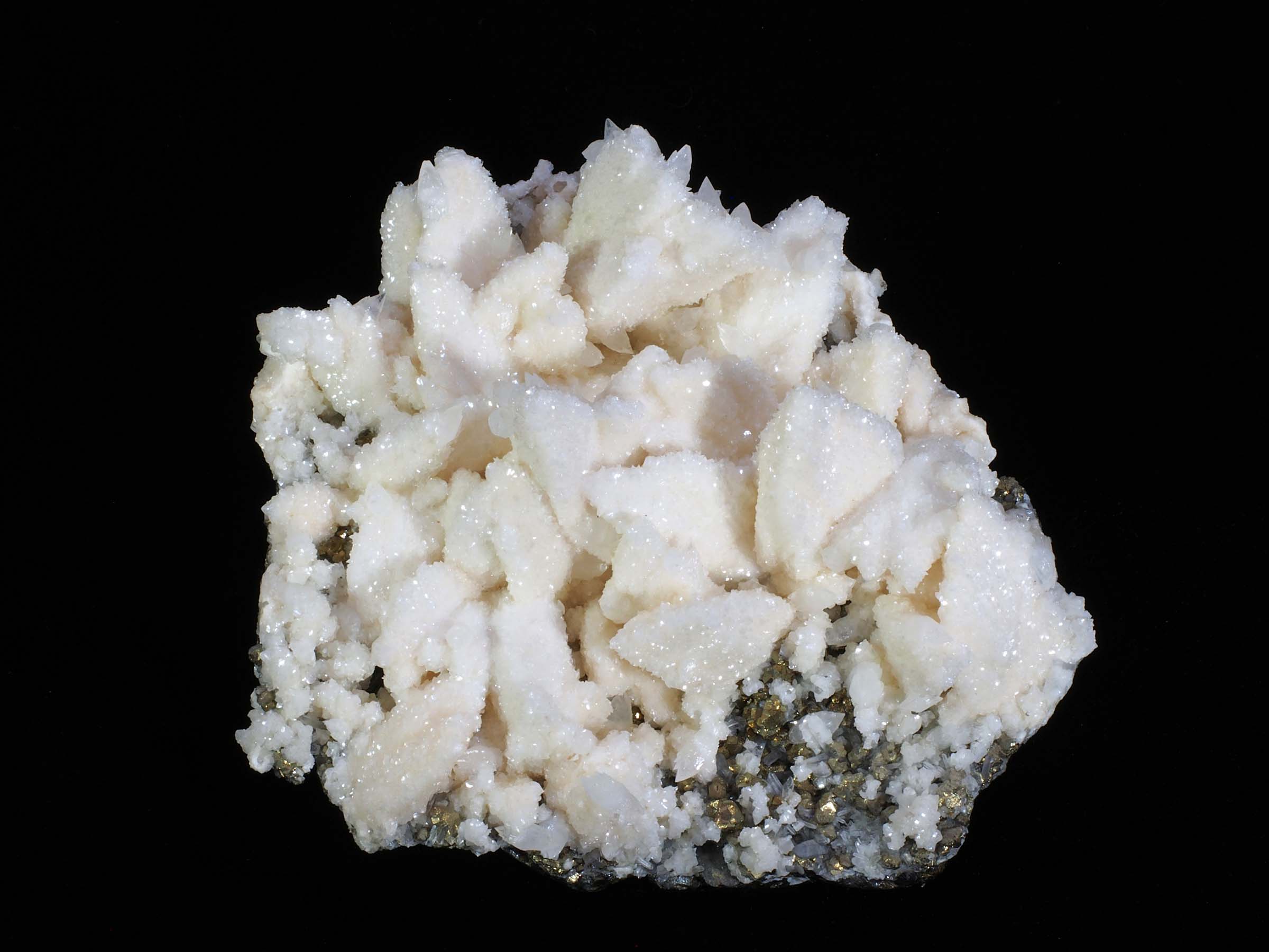 Dolomite, after Calcite, on Sphalerite