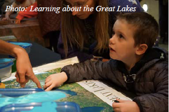 Child learning about Great Lakes