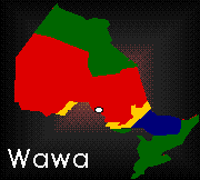 Location of Wawa, Ontario